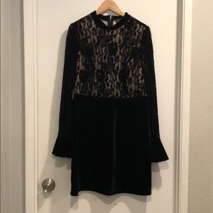 Velvet and lace black dress
